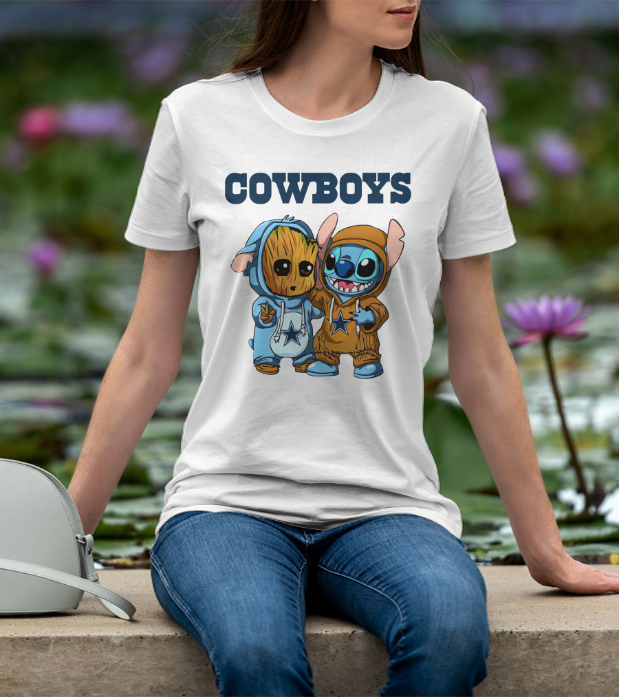 Cowboys Groot Stitch NFL Disney Collaboration T-Shirt