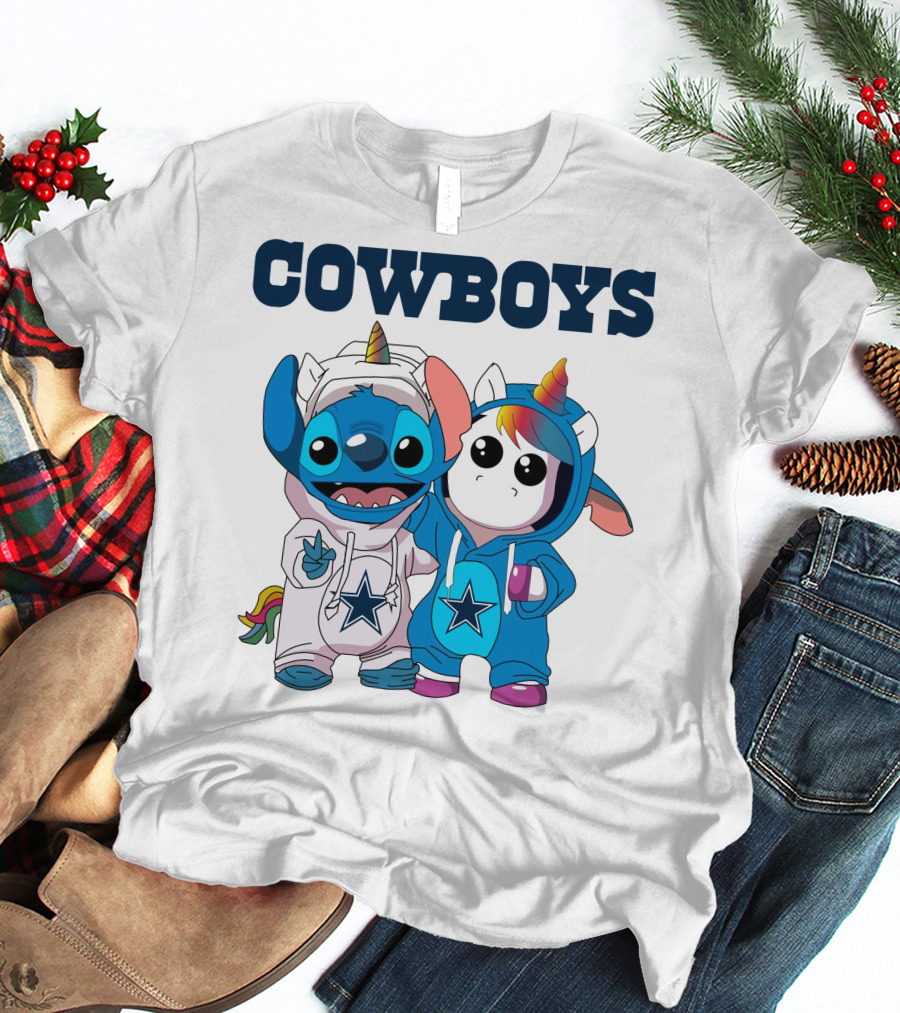 Cowboys Stitch And Unicorn In Blue Star Hoodies T-Shirt