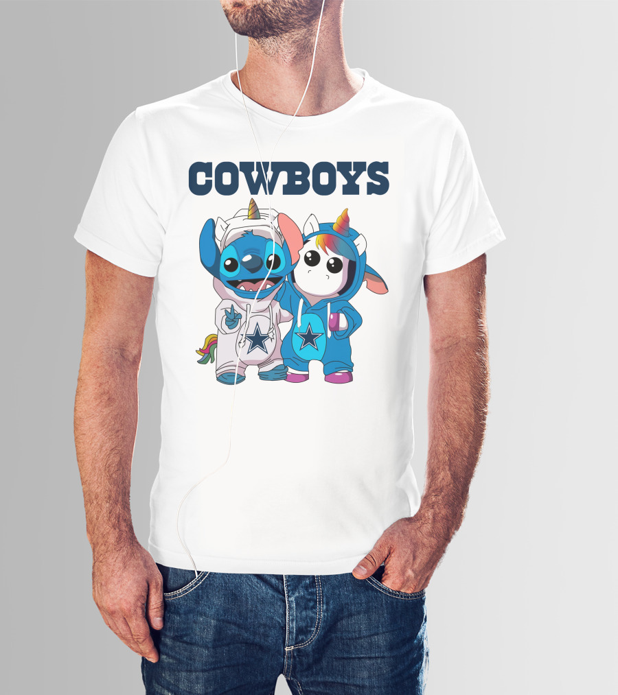 Cowboys Stitch And Unicorn In Blue Star Hoodies T-Shirt