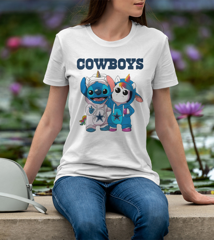 Cowboys Stitch And Unicorn In Blue Star Hoodies T-Shirt