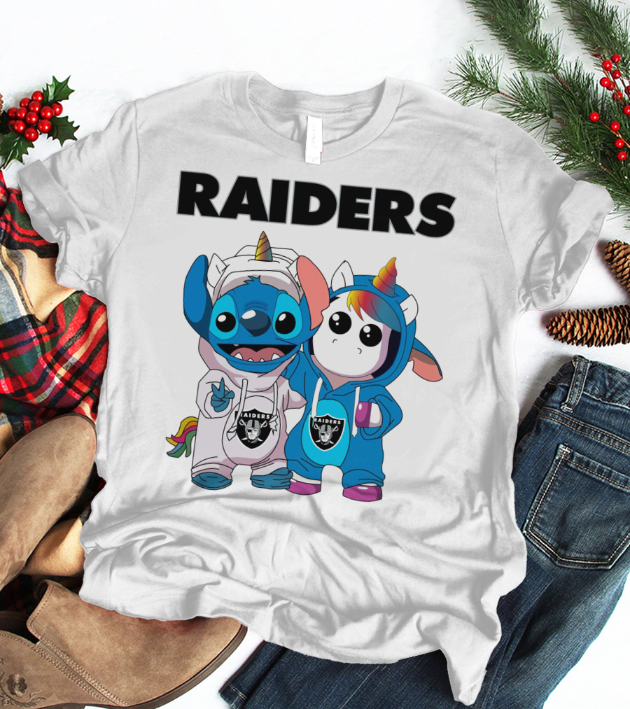 Raiders Stitch And Unicorn In Team Hoodies T-Shirt