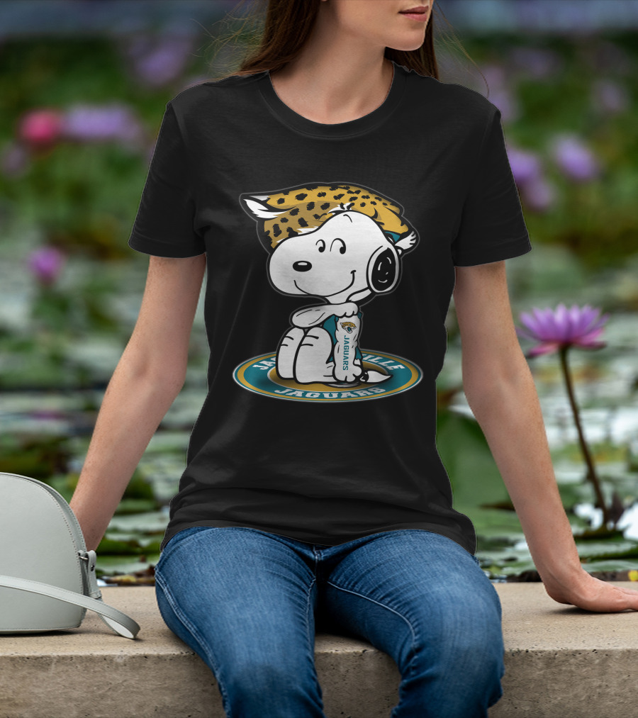 Snoopy Wearing Jacksonville Jaguars Gear With Jaguars Helmet T-Shirt