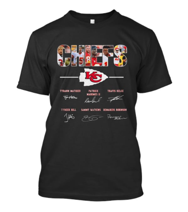 Chiefs Patrick Mahomes Tyrann Mathieu Travis Kelce Tyreek Hill Sammy Watkins Demarcus Robinson Kc Team Signature T-Shirt