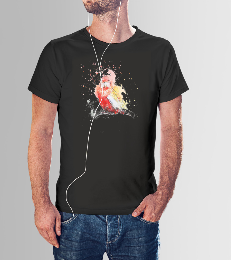 Vibrant Watercolor Parakeet Burst T-Shirt