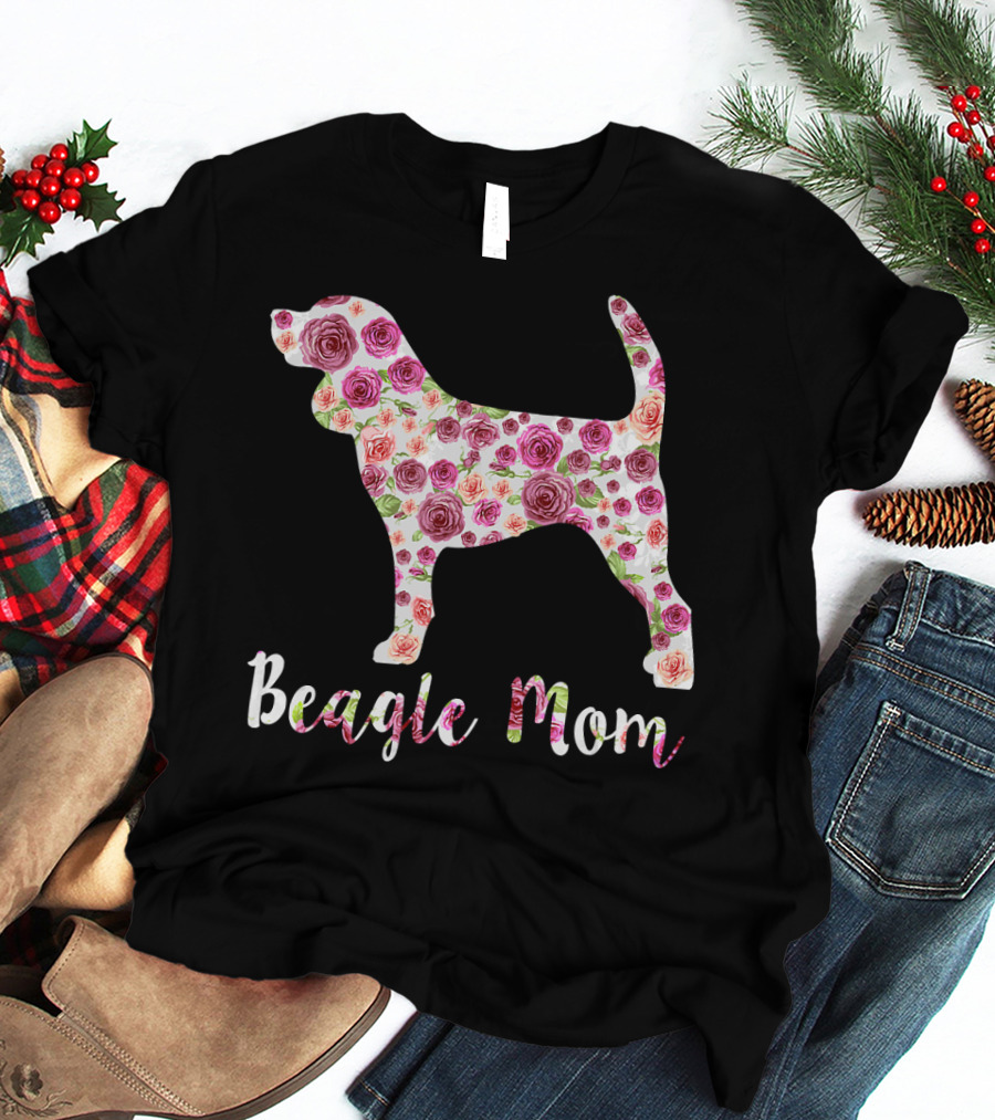 Beagle Mom Floral Roses T-Shirt