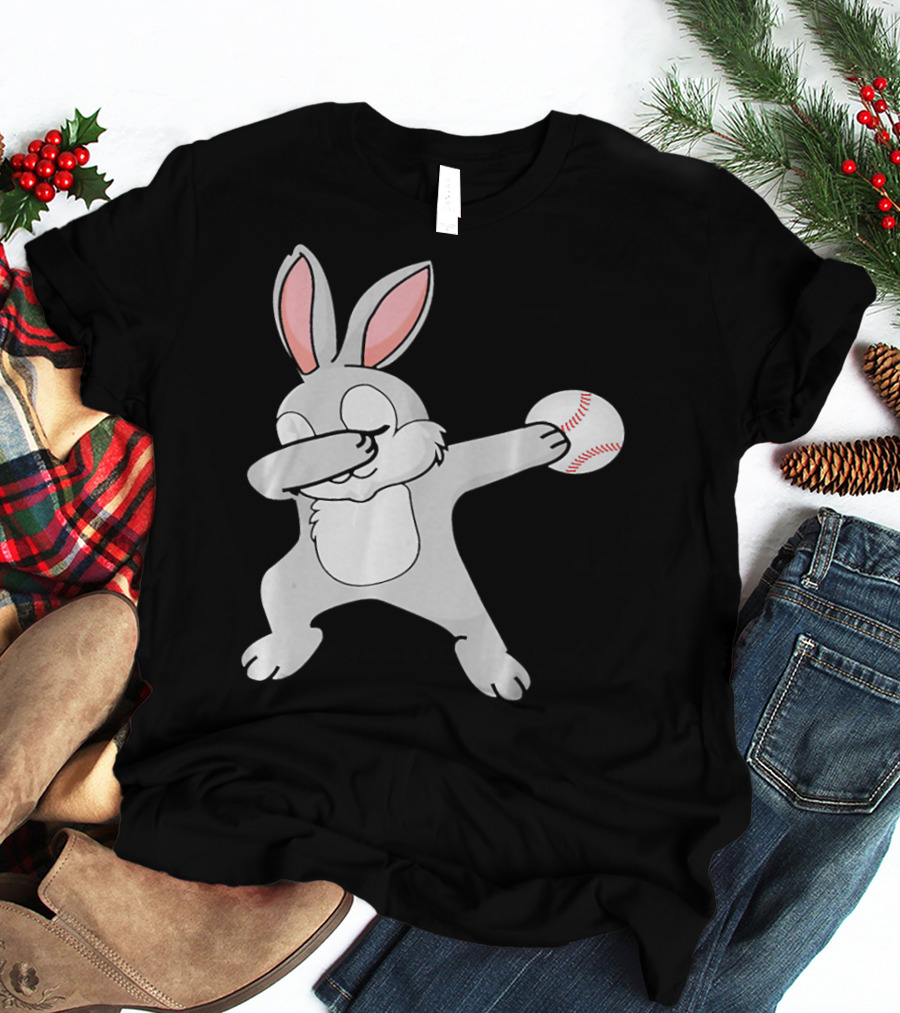 Dabbing Bunny With Baseball Easter Day T-Shirt