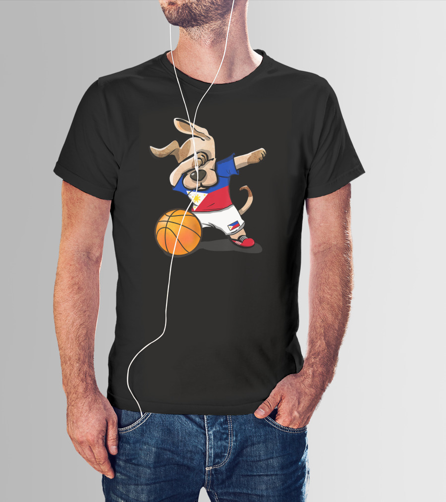 Dog Dabbing Basketball Philippines Jersey Flag T-Shirt