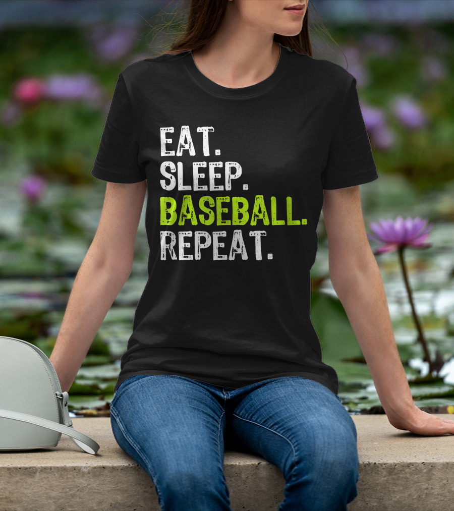 Eat Sleep Baseball Repeat Funny Cool Player Coach T-Shirt