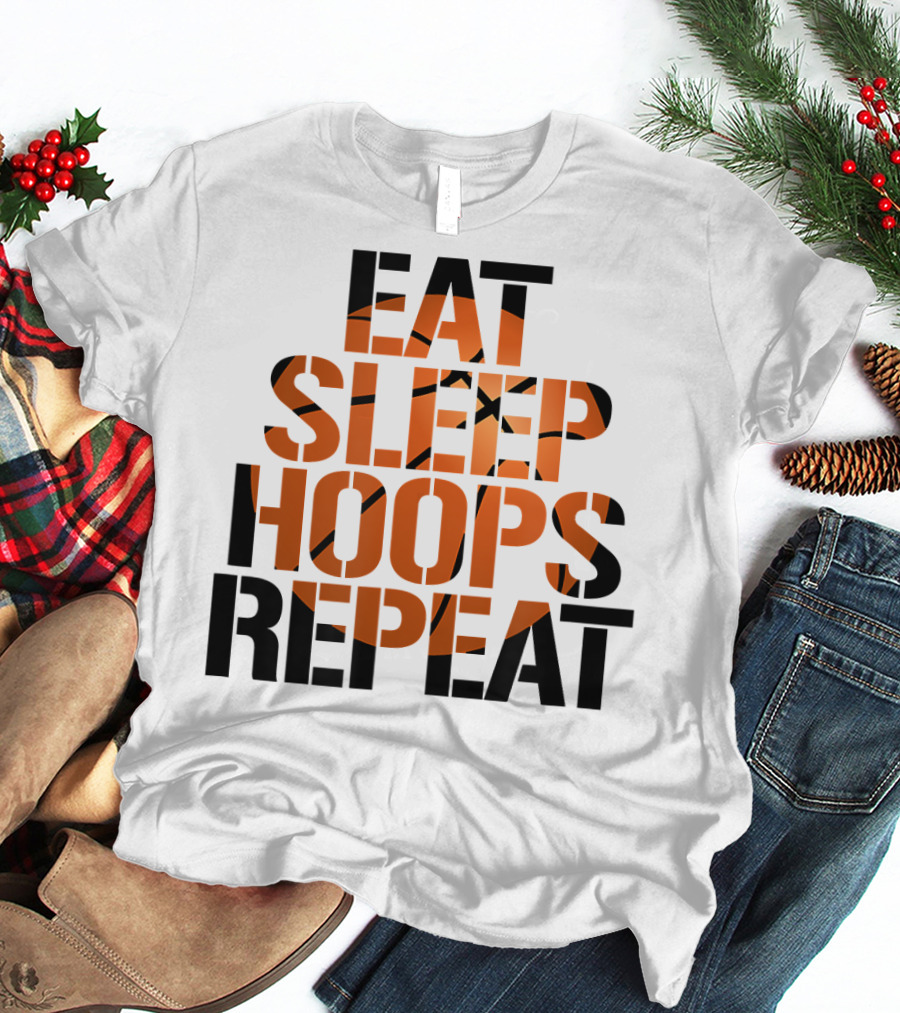 Eat Sleep Hoops Repeat Basketball Orange T-Shirt
