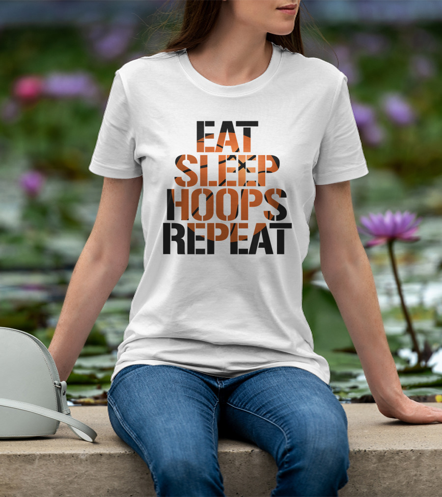 Eat Sleep Hoops Repeat Basketball Orange T-Shirt