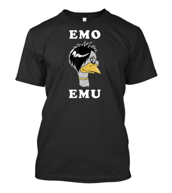 Emo Emu Funny Metal Goth Bird Hair Black And Yellow Emo Emu T-Shirt