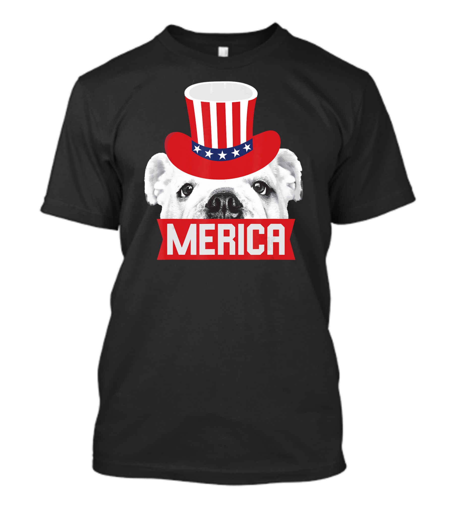 Merica English Bulldog Patriotic Top Hat Fourth Of July T-Shirt