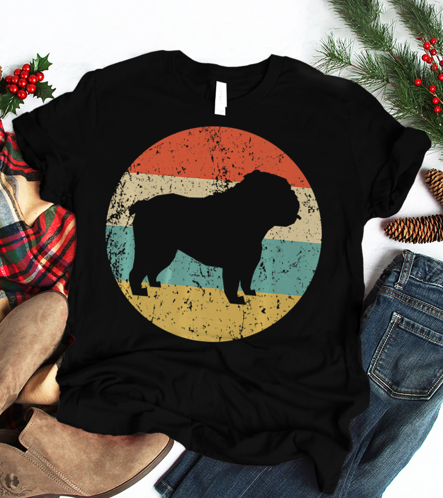 English Bulldog Retro Circle T-Shirt