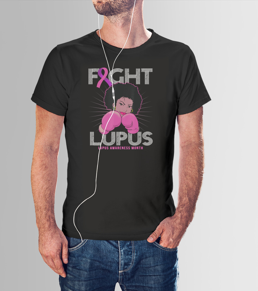 Fight Lupus Lupus Awareness Month Purple Ribbon Boxing Gloves T-Shirt