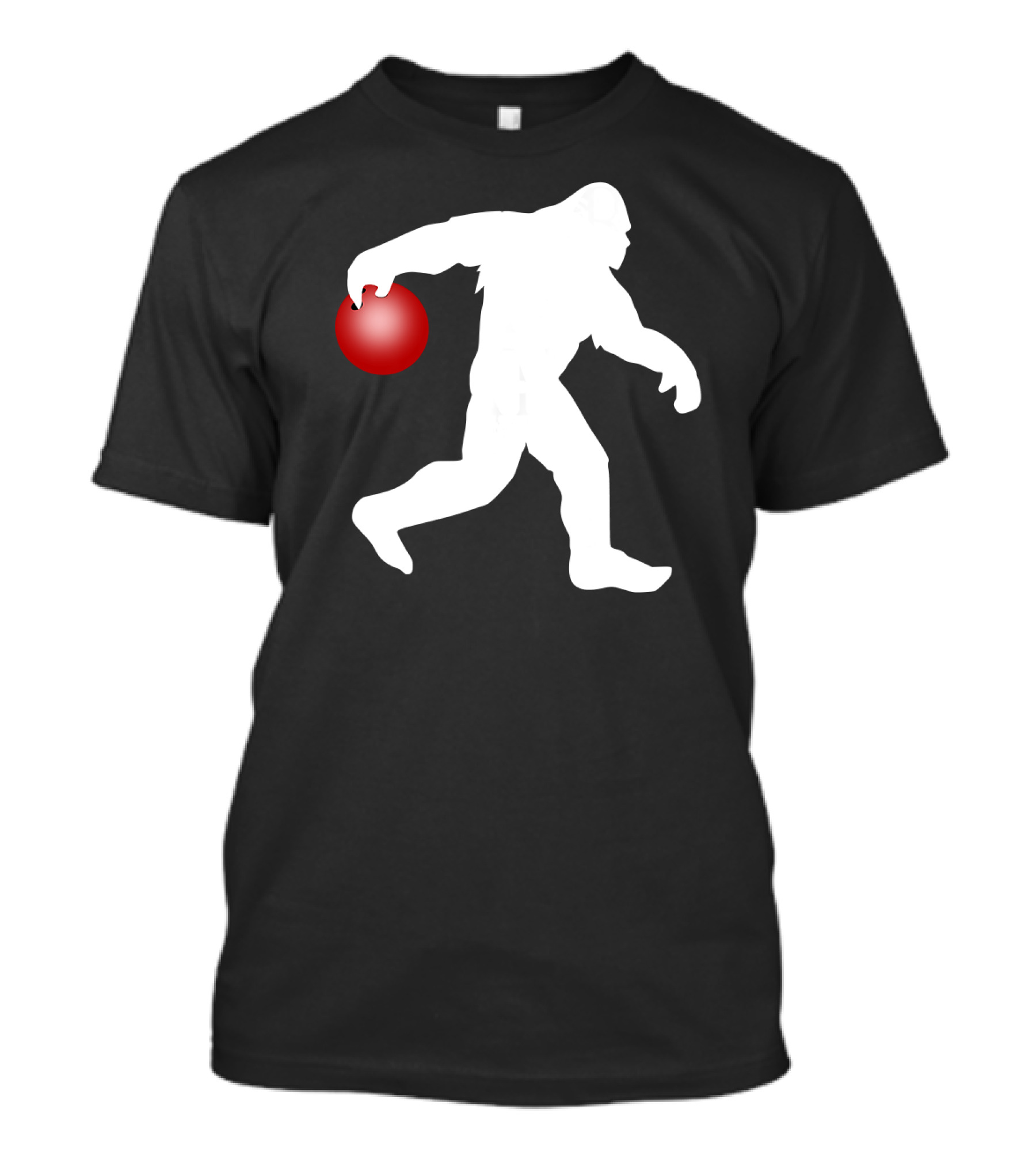 Bigfoot Bowling Silhouette With Red Bowling Ball T-Shirt