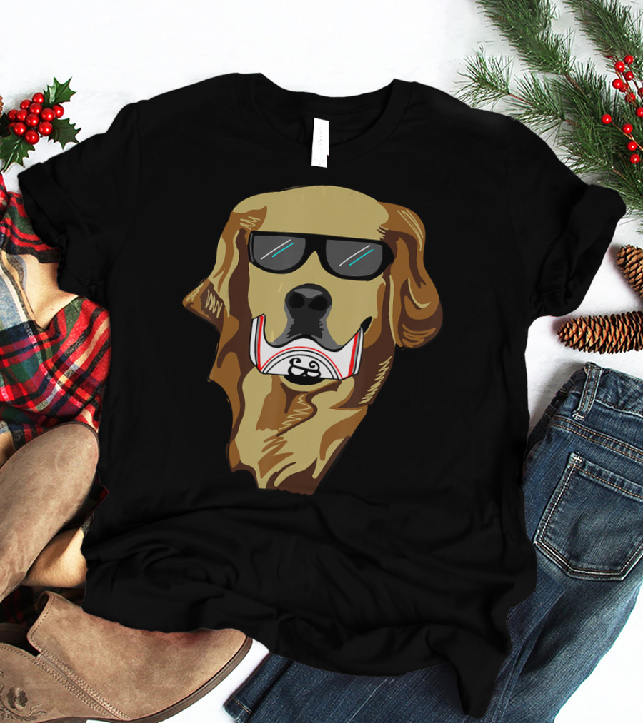 Golden Retriever Wearing Sunglasses Holding Beer Can T-Shirt