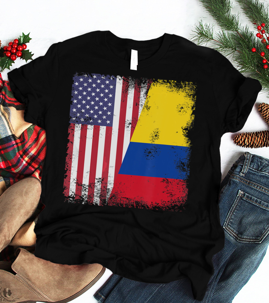 Half Colombian Half American Flag T-Shirt