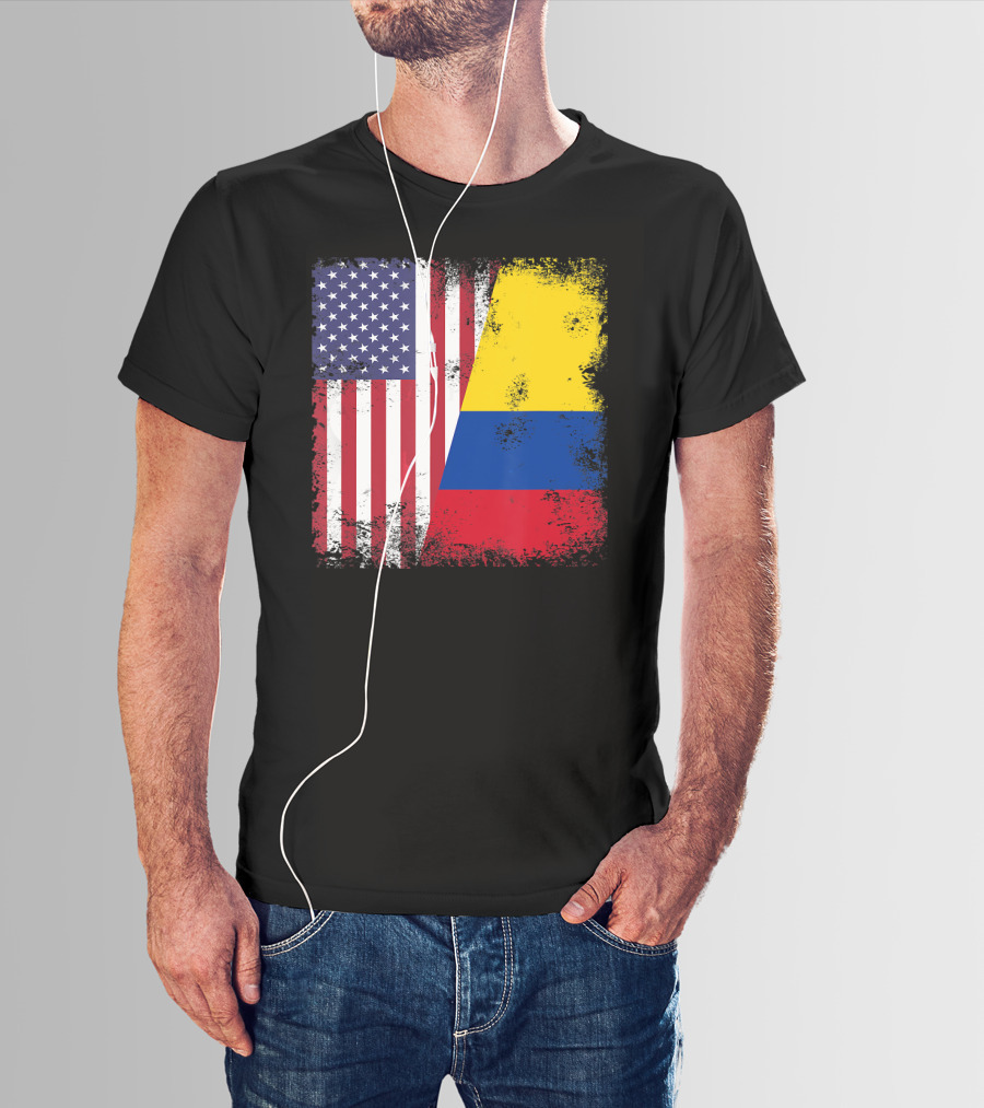Half Colombian Half American Flag T-Shirt