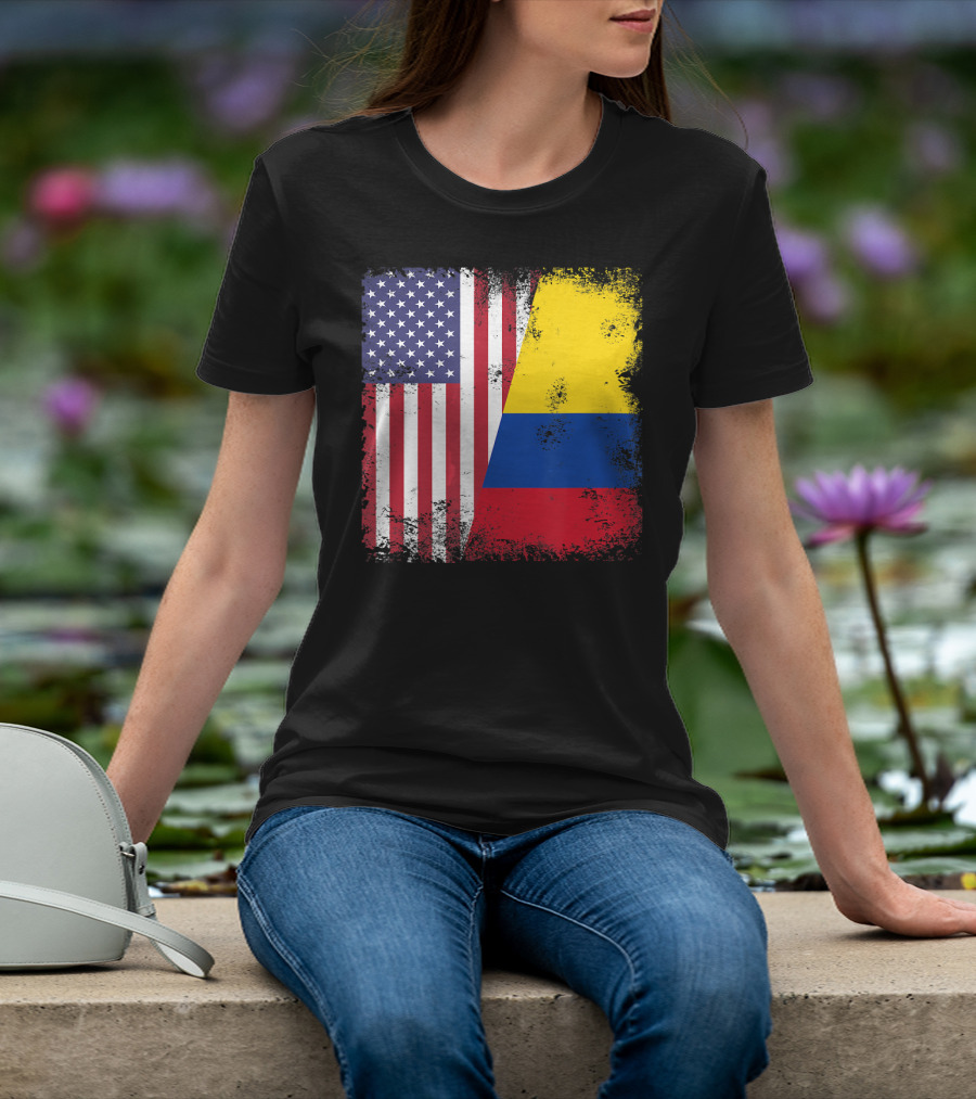 Half Colombian Half American Flag T-Shirt