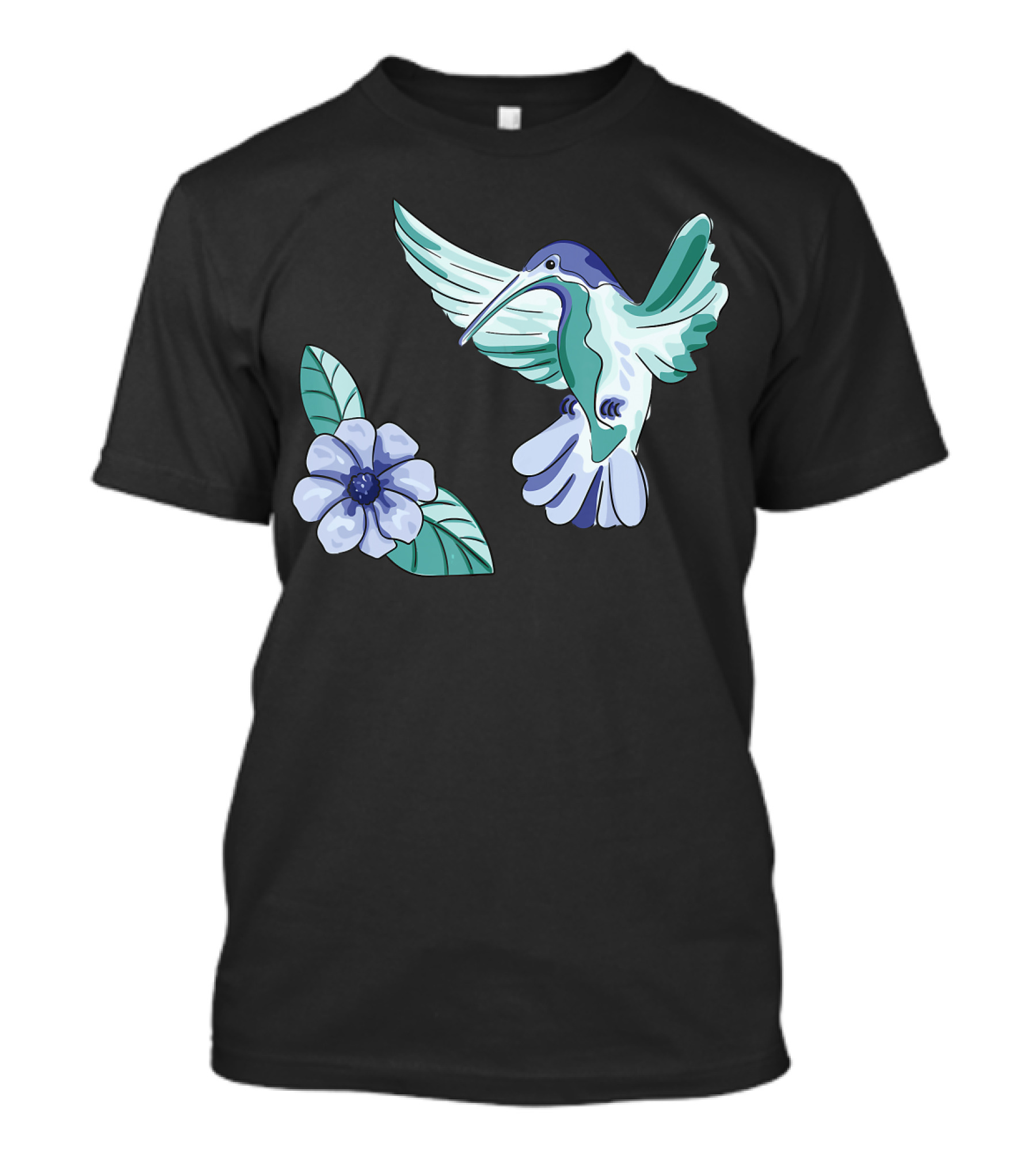 Humming Bird Flower Watercolor Aquarell Co T-Shirt
