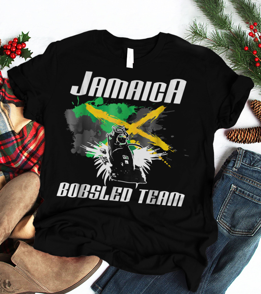 Jamaica Bobsled Team With Jamaican Flag Elements T-Shirt