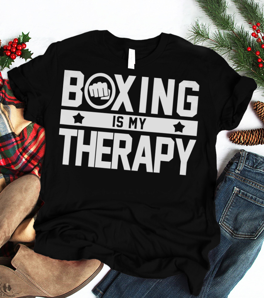 Boxing Is My Therapy Fist Icon Boxing Therapy T-Shirt