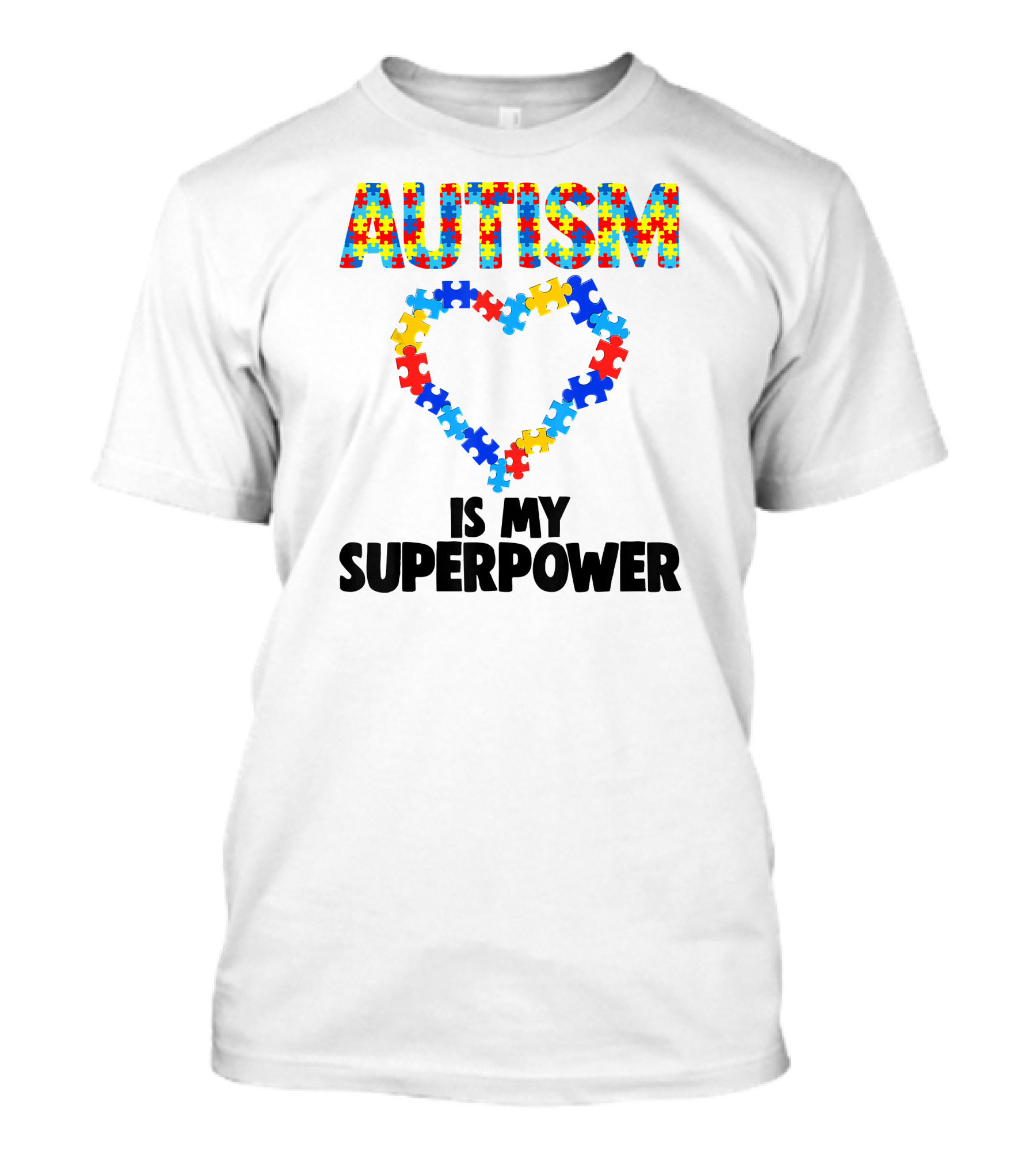 Autism Is My Superpower Puzzle Heart Kids Autism T-Shirt