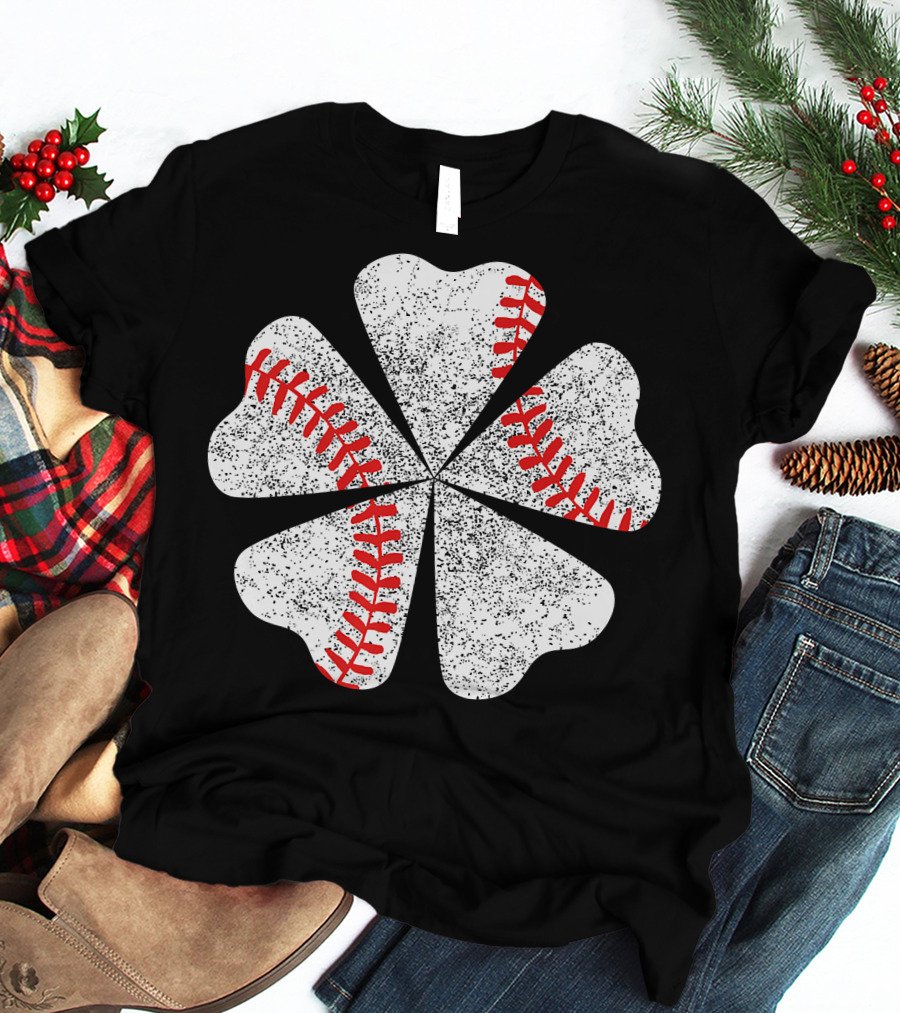Lucky Clover Baseball St Patricks Day T-Shirt