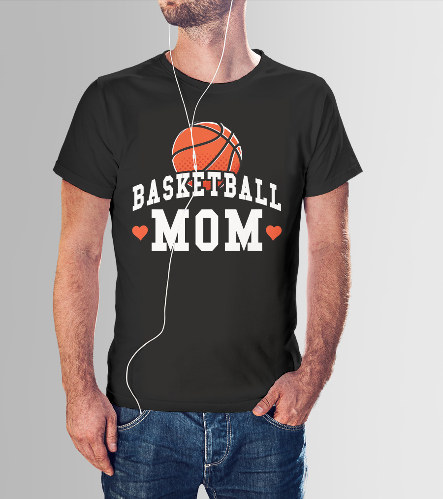 Basketball Mom Women's Shirt With Hearts And Basketball T-Shirt
