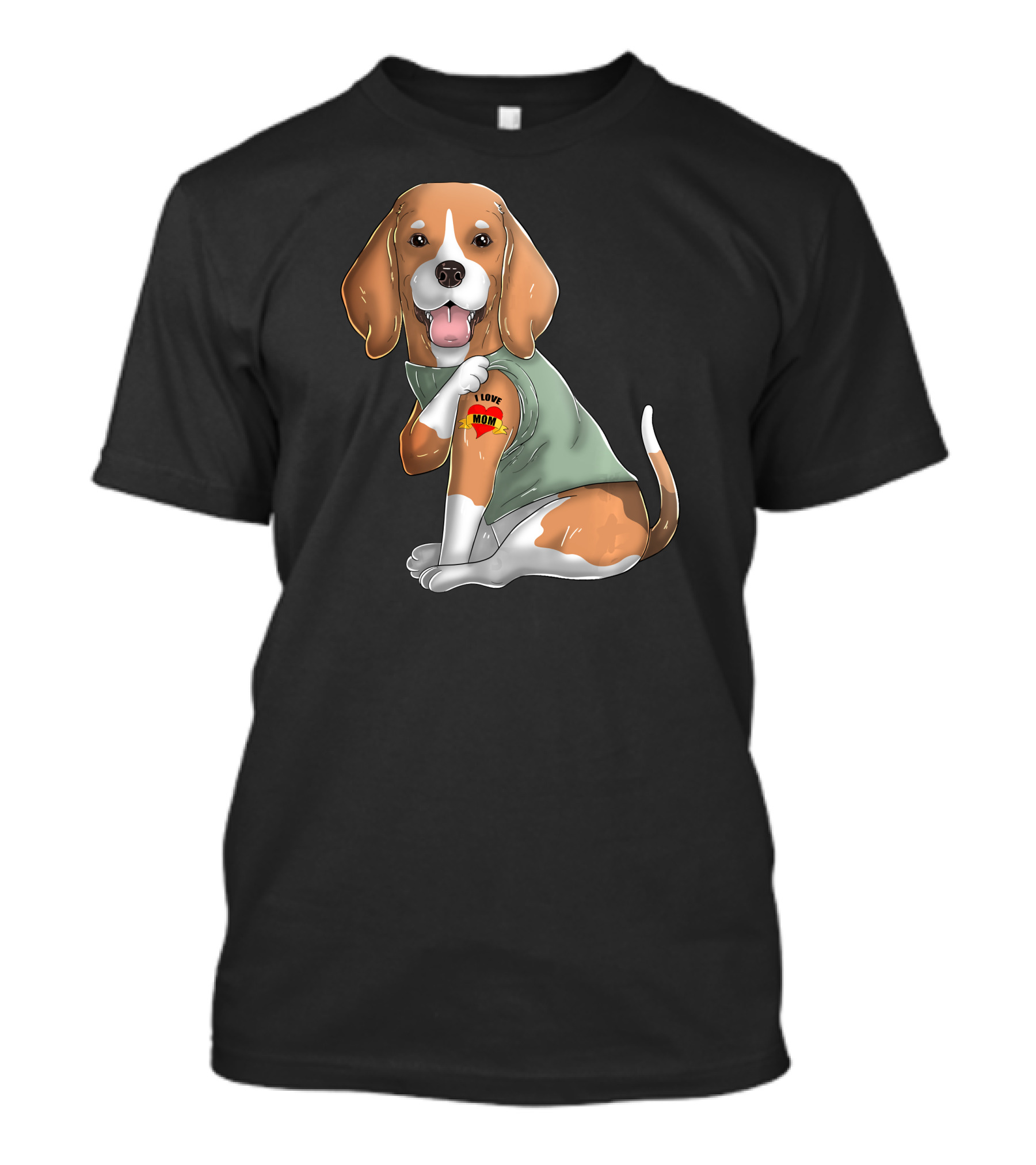 Beagle I Love Mom Tattoo On Dog's Arm T-Shirt