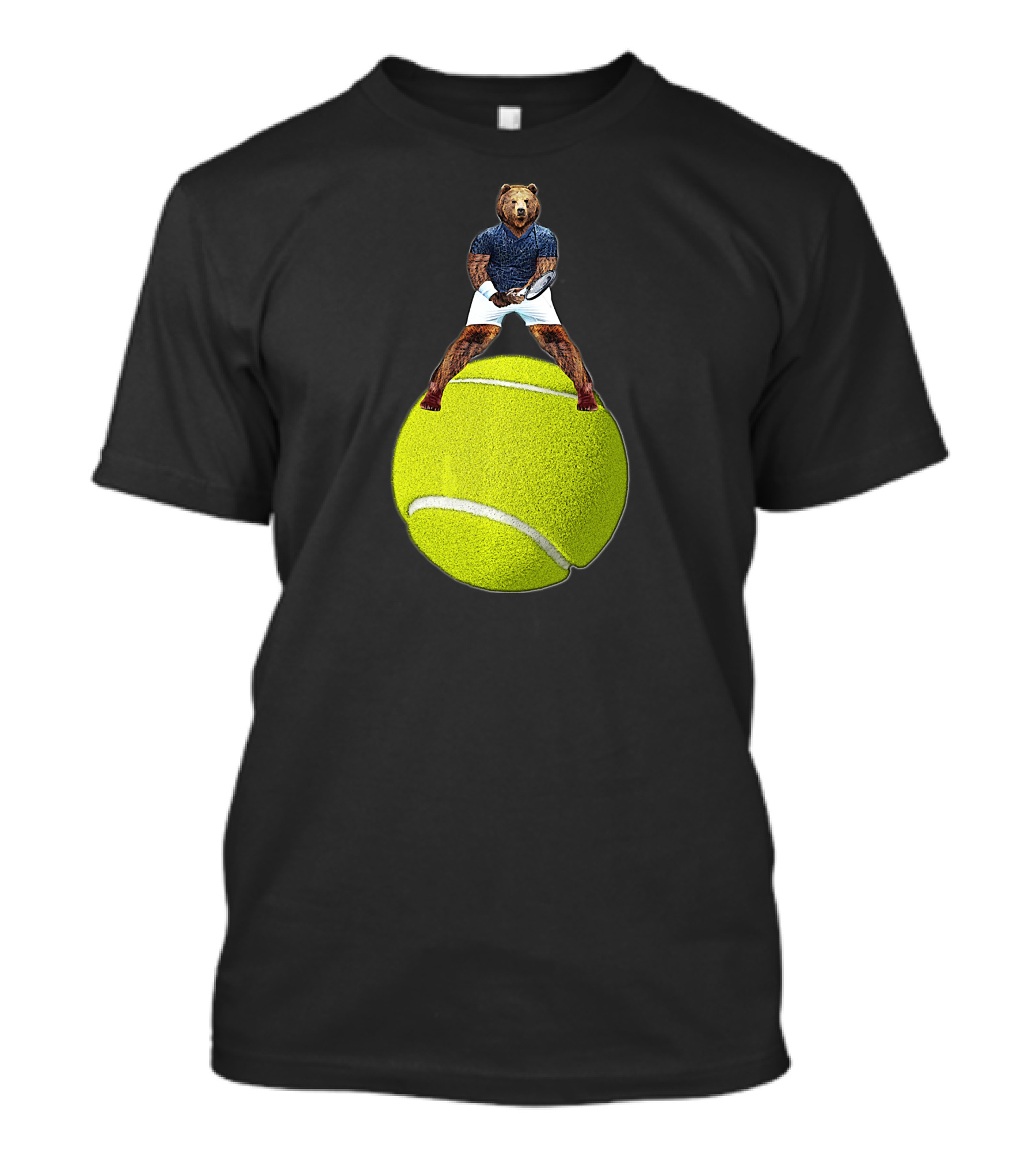 Bear Balancing On Tennis Ball By Behrbone Mens T-Shirt