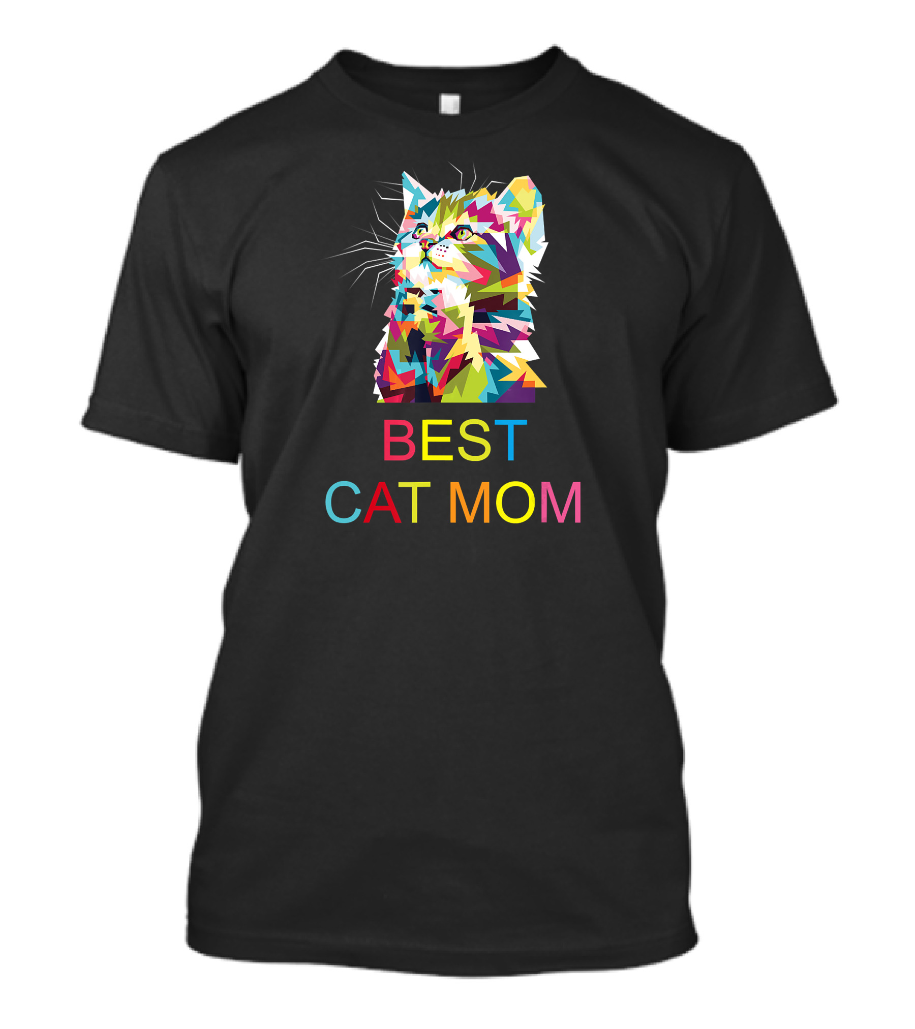 Best Cat Mom Ever Cute Cat Lady Colorful Geometric Kitten T-Shirt