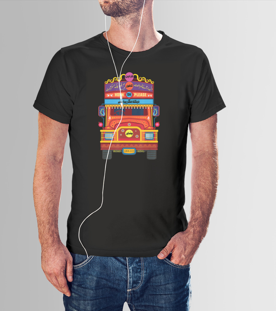 Karachi Lahore Horn OK Please Road King AJKB-2135 Truck Peshawar T-Shirt