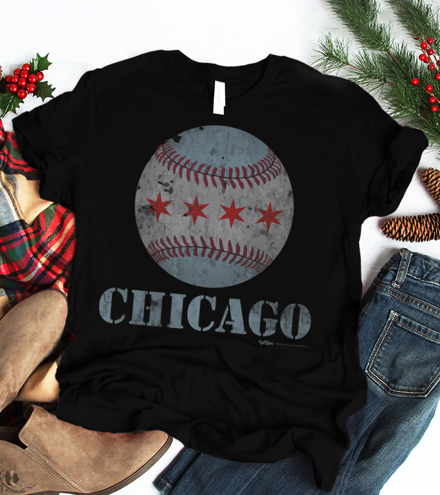 Chicago Baseball Stars Vintage Flag T-Shirt