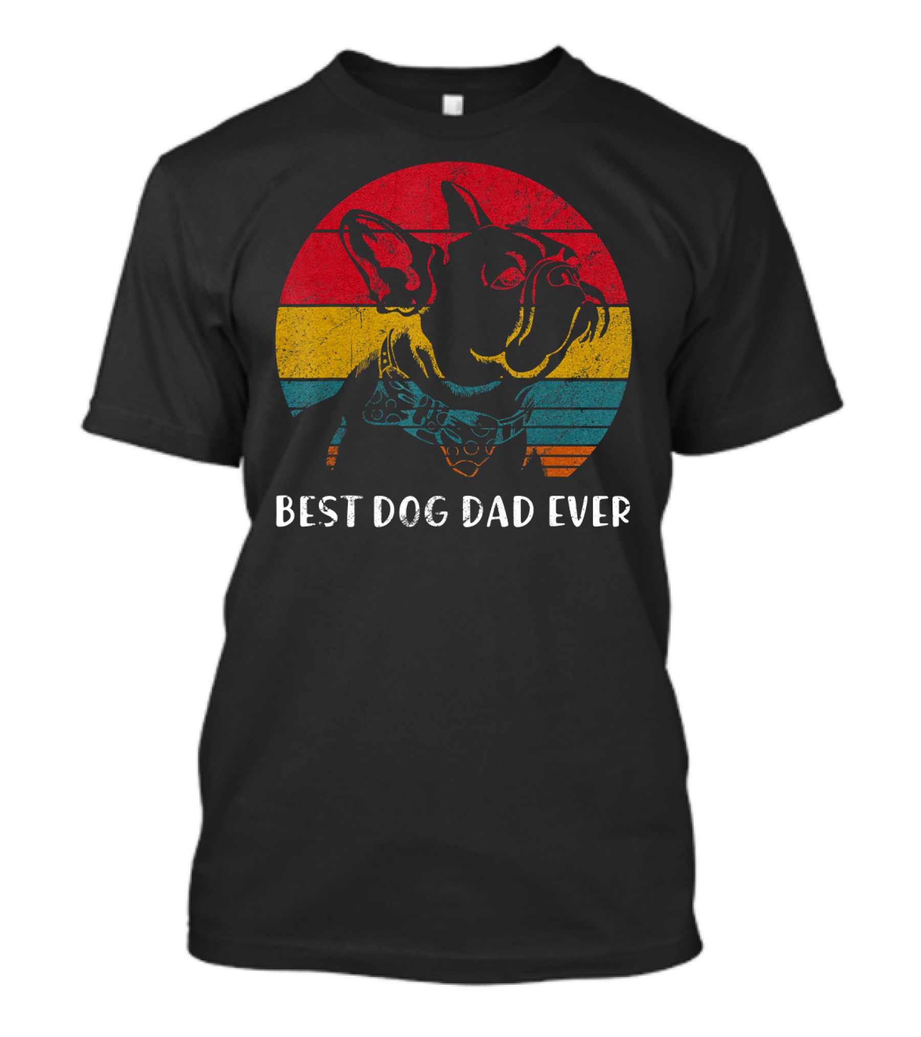 Best Dog Dad Ever Vintage French Bulldog Retro Colors T-Shirt