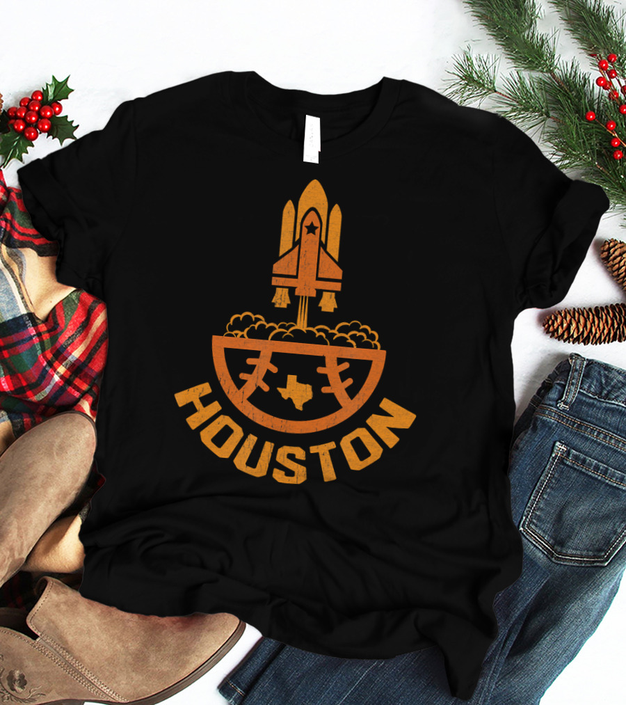 Houston Texas Baseball Space Shuttle Launch T-Shirt