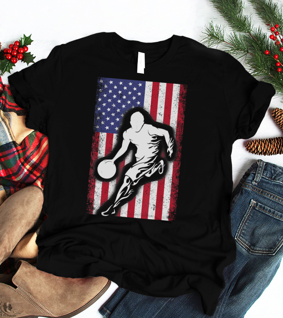 Vintage USA American Flag Player Basketball T-Shirt
