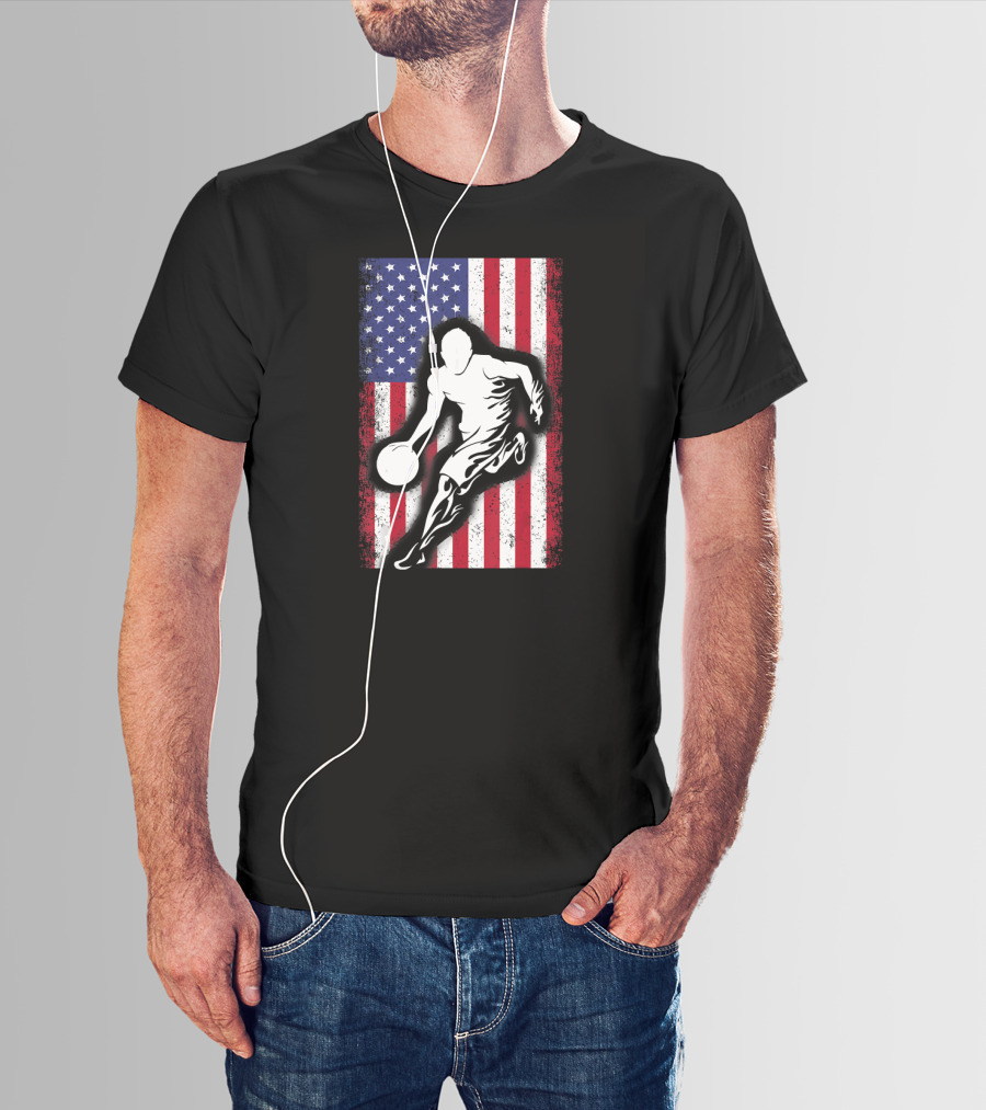 Vintage USA American Flag Player Basketball T-Shirt