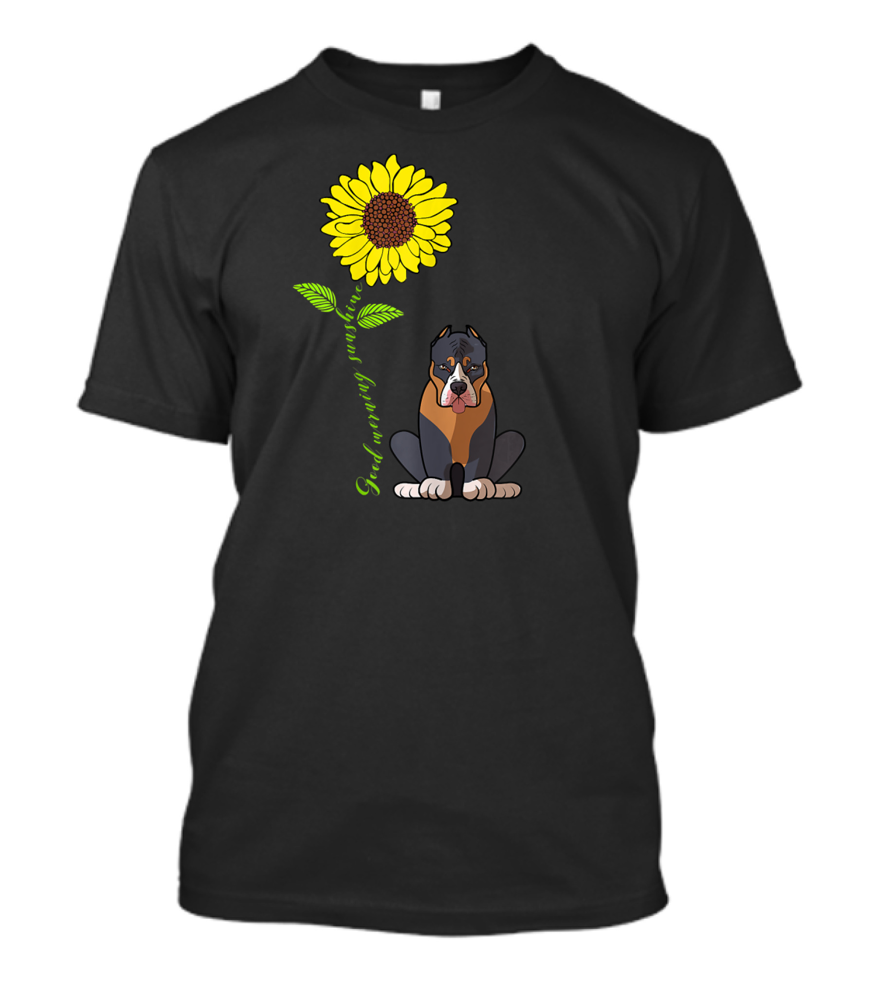 Good Morning Sunshine Pitbull With Sunflower T-Shirt