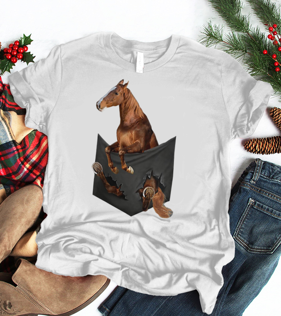American Saddlebred Horse Emerging From Pocket Optical Illusion T-Shirt