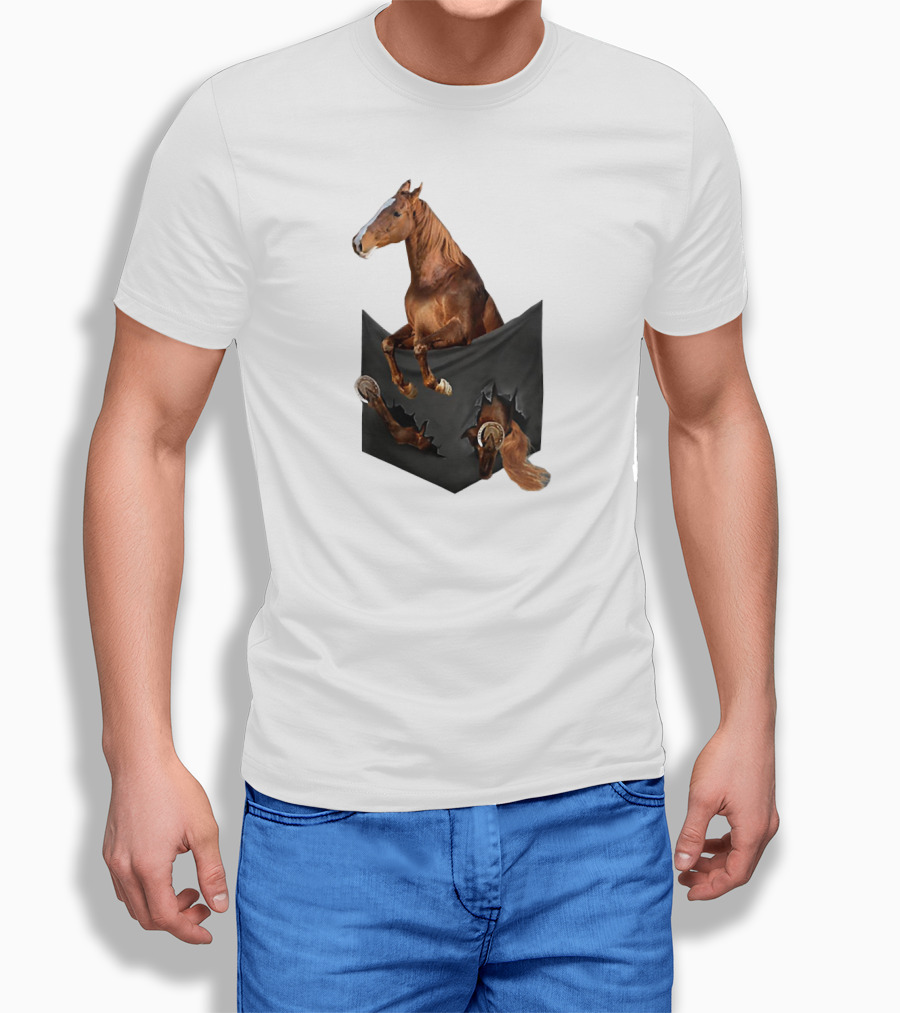 American Saddlebred Horse Emerging From Pocket Optical Illusion T-Shirt