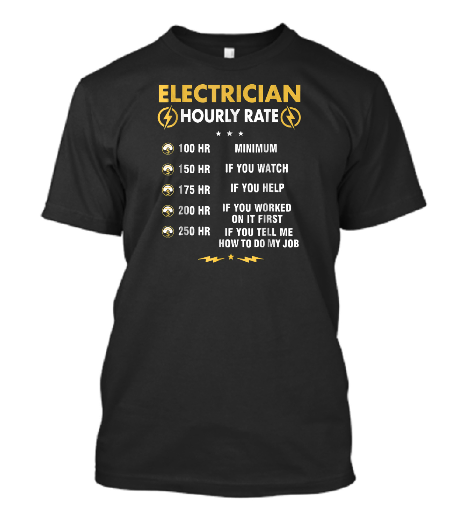 Electrician Hourly Rate Minimum If You Watch Help Worked First Tell Me How To Do My Job T-Shirt