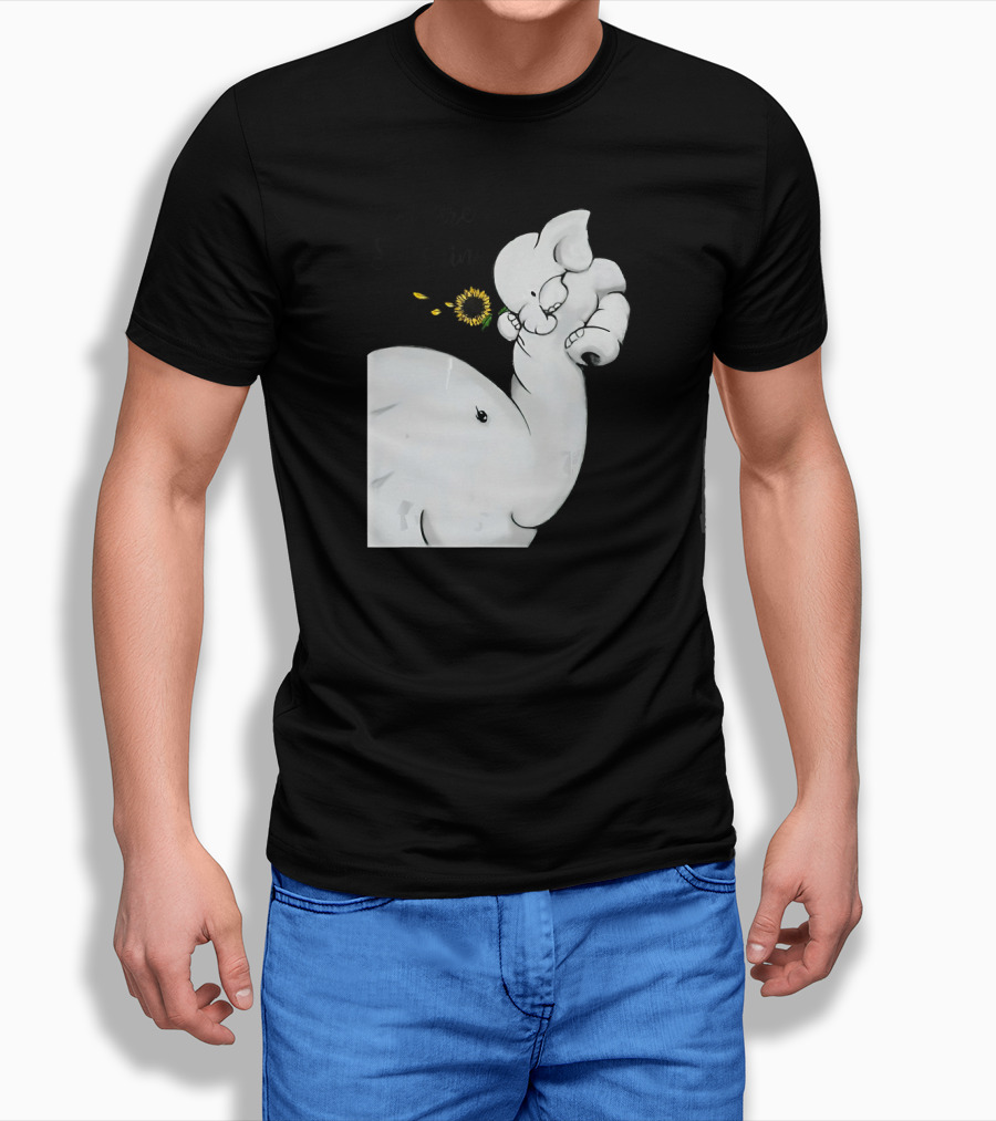 Elephant You Are My Sunshine With Flower And Baby Elephant Hugging T-Shirt