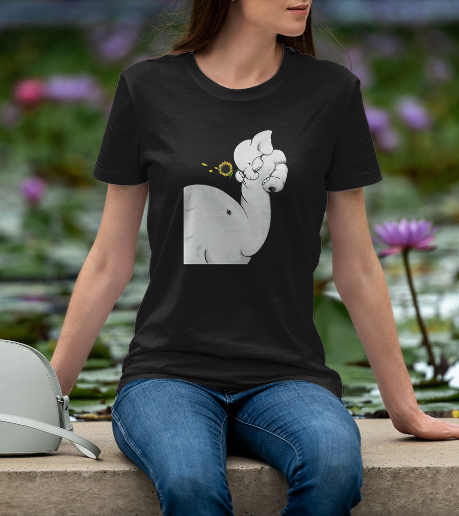 Elephant You Are My Sunshine With Flower And Baby Elephant Hugging T-Shirt