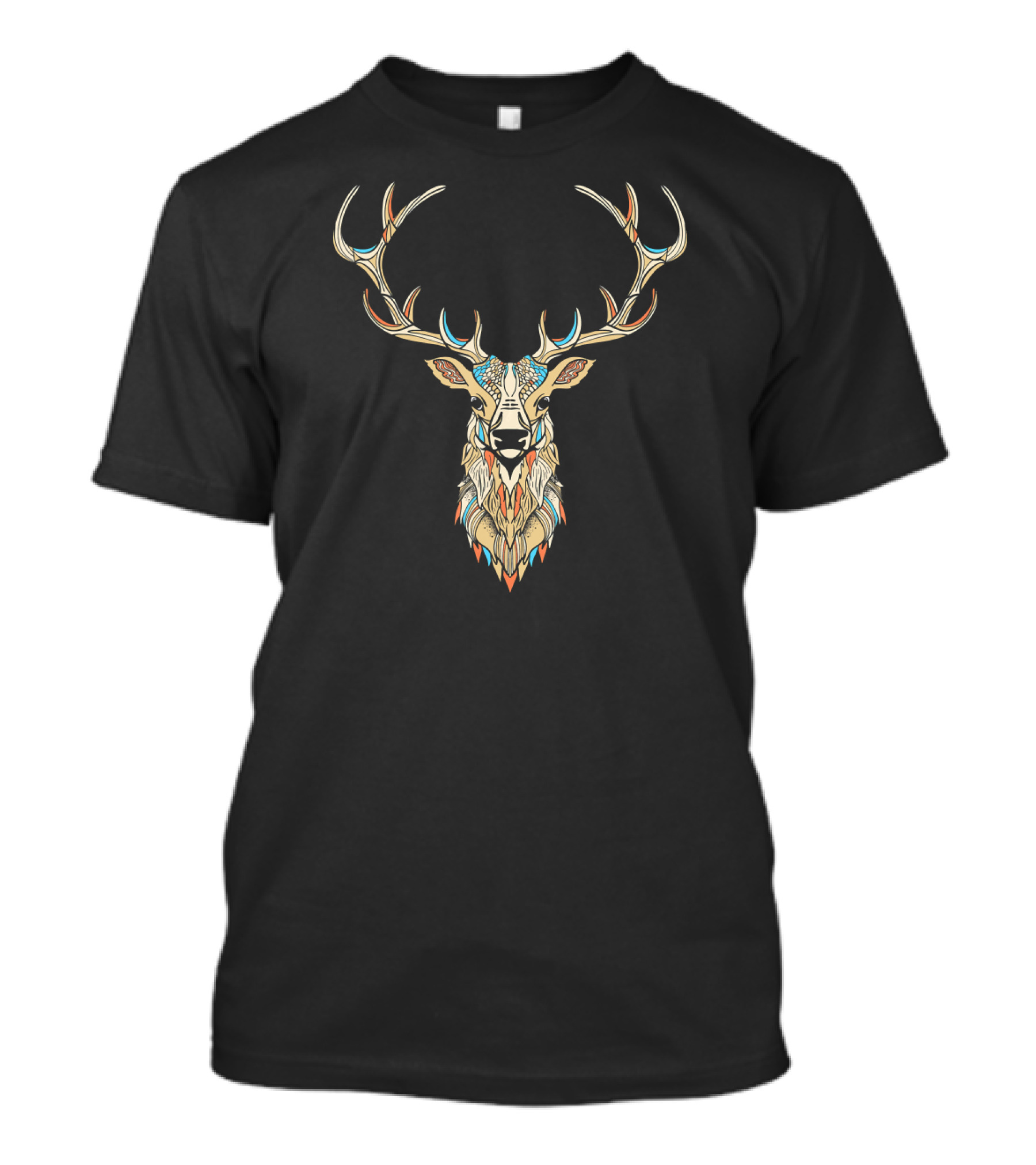 Elk Head Face Artistic Colorful T-Shirt