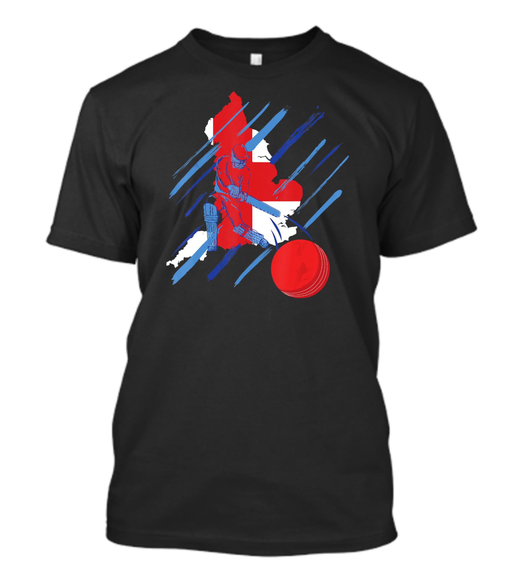 England Cricket Fan Player Country Flag Bat Ball T-Shirt