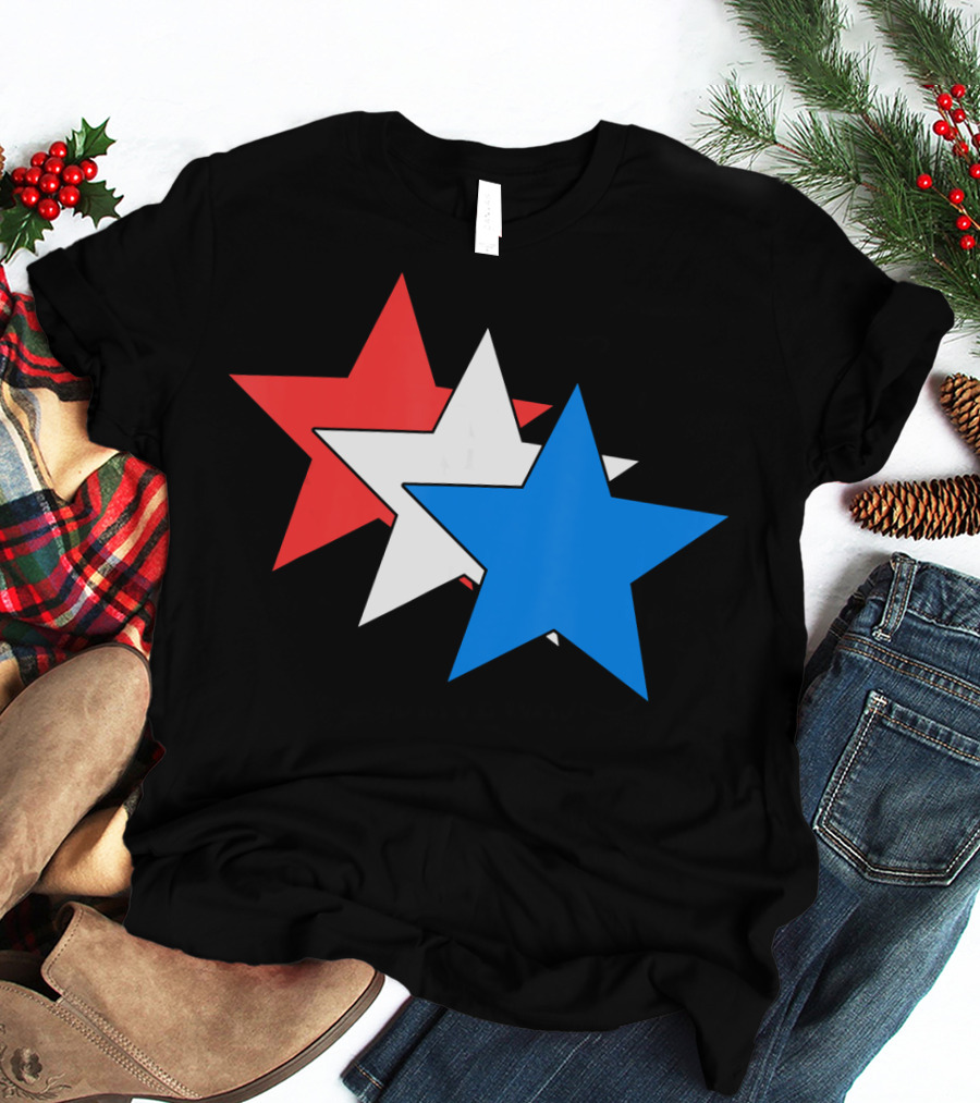 3 Three Stars Red White Blue American USA Fourth T-Shirt