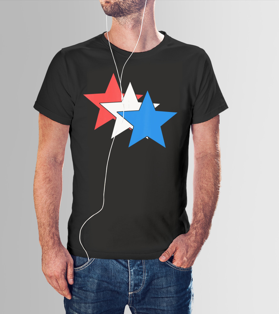 3 Three Stars Red White Blue American USA Fourth T-Shirt
