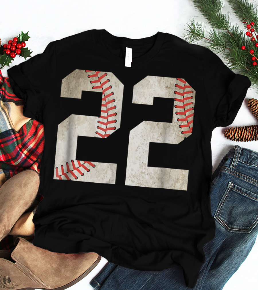 22 Dirt Stitched Baseball Number T-Shirt