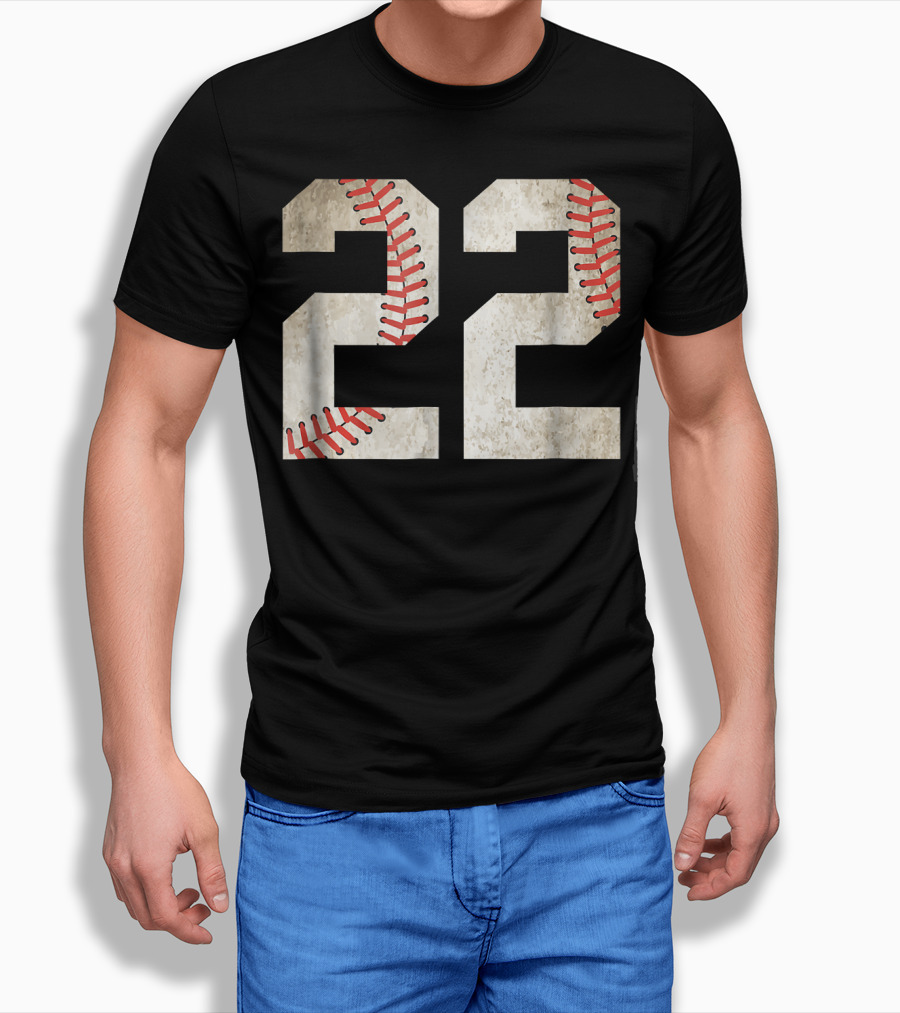 22 Dirt Stitched Baseball Number T-Shirt
